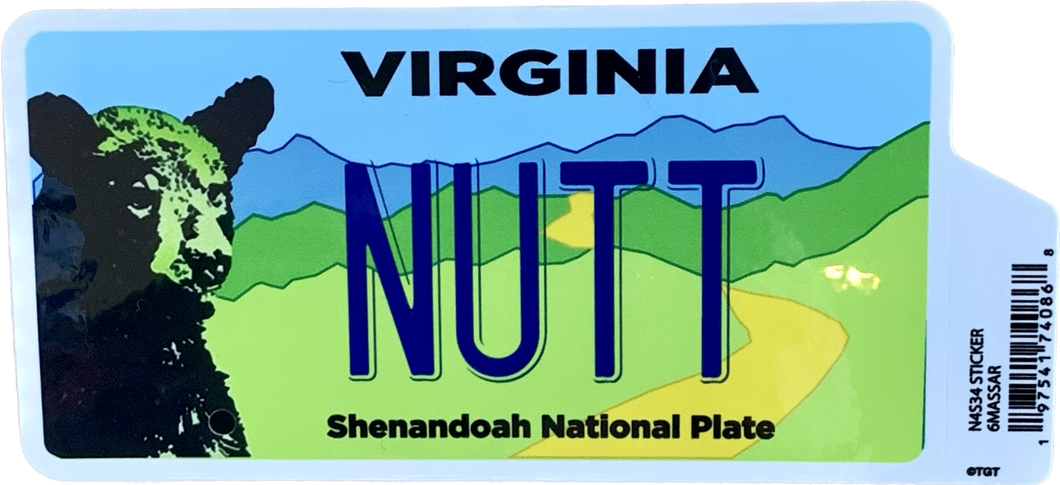 Virginia Plate NUTT Sticker