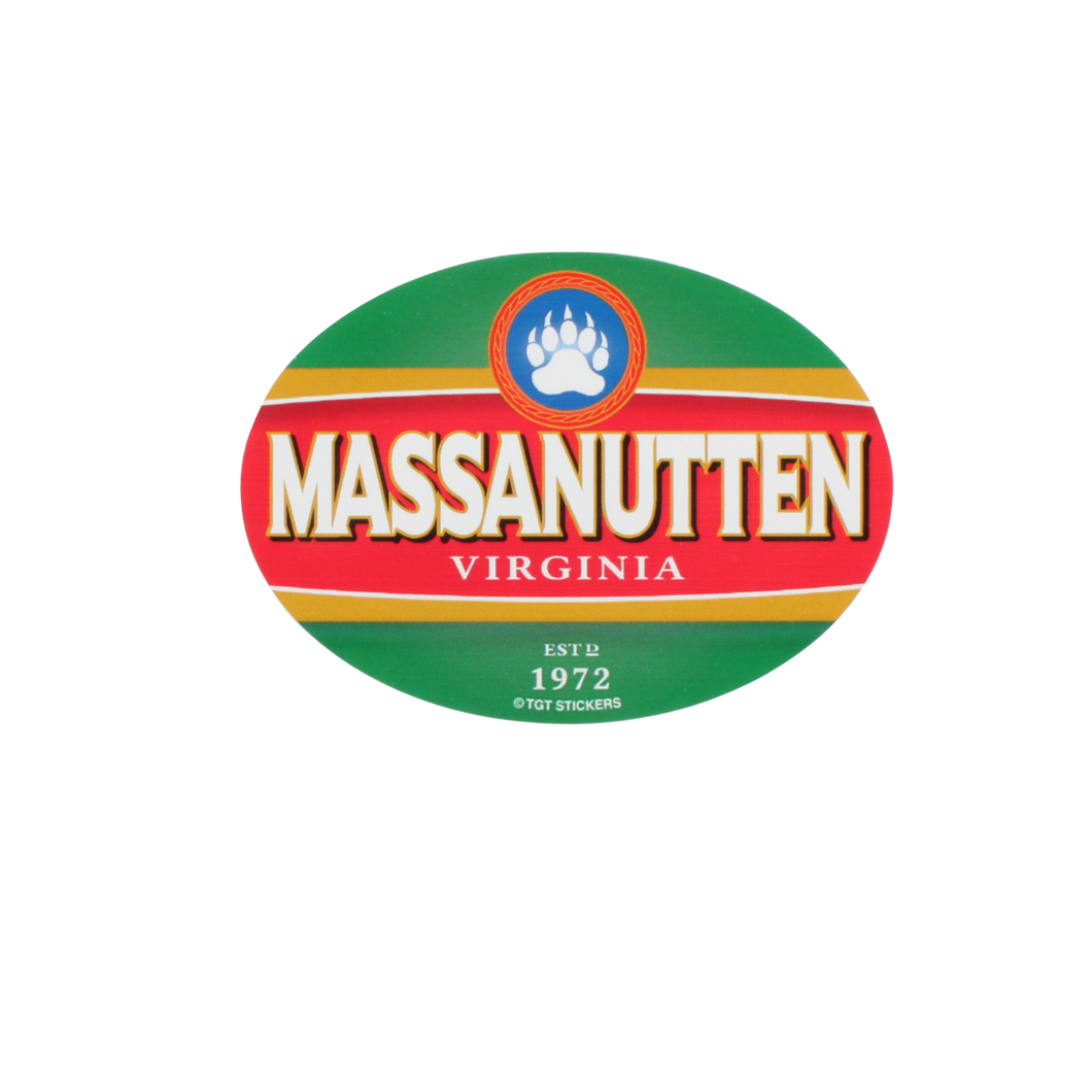 Massanutten Souvenir Vinyl Sticker Oval Bear Paw Style